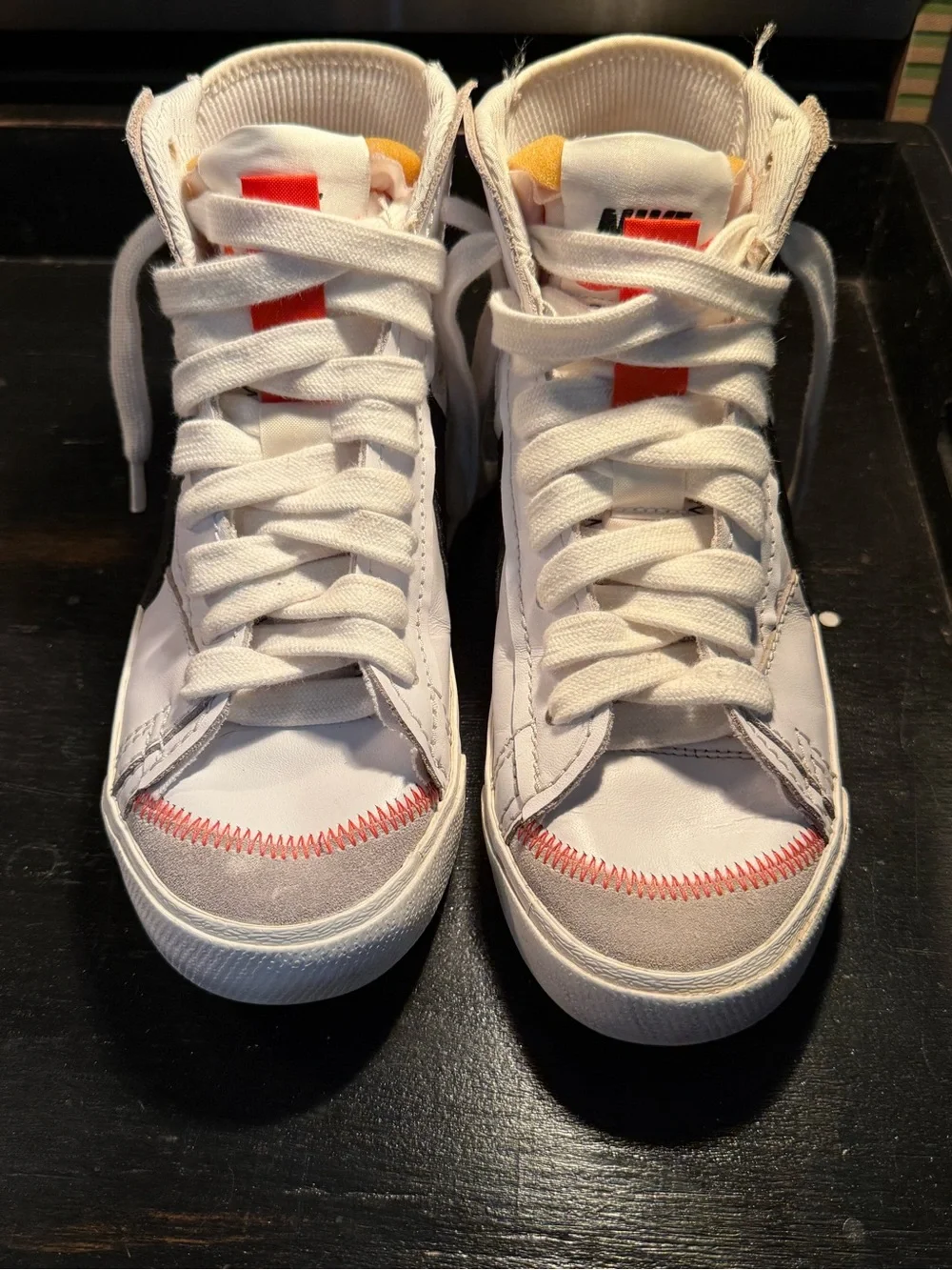 Nike Blazer Mid ‘77 Jumbo Sneakers with Black Swoosh and Red Accent